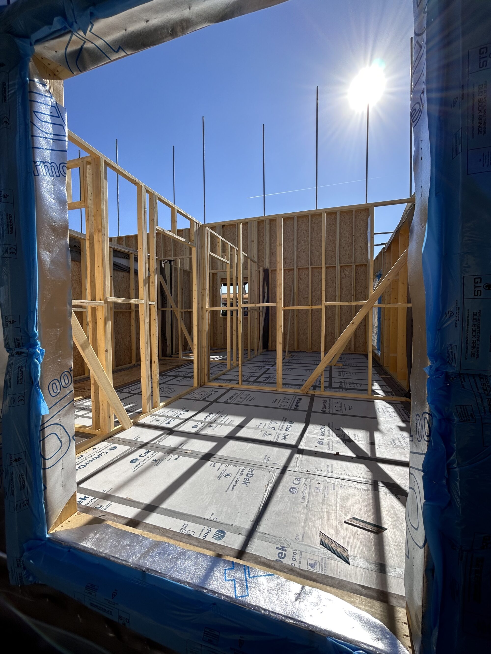 Construction of the 44 timber frame townhouses