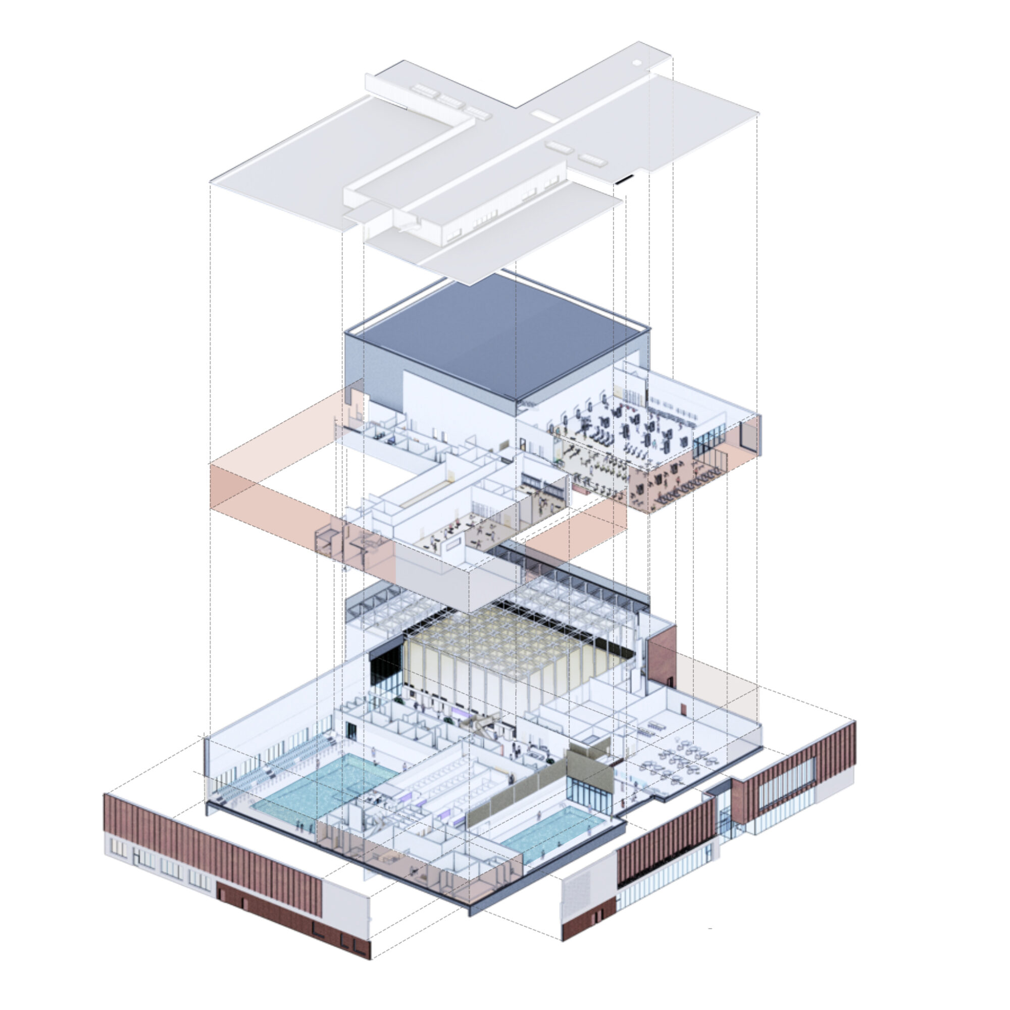 Axonometric of the North Bridge Leisure Centre
